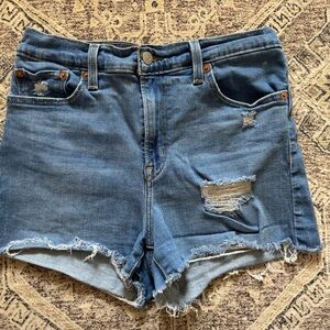 Levi's Blue Distressed Jean Shorts
